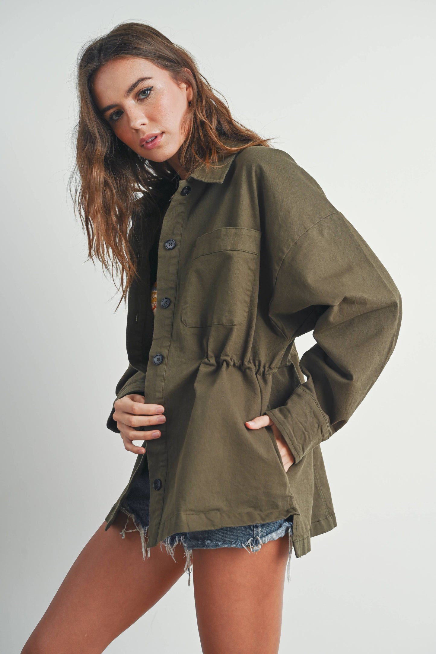 Fall Adjustable Waist Cotton Jacket