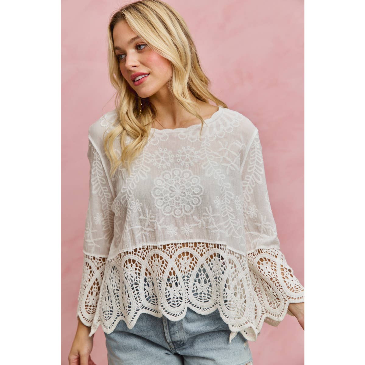 Embroidered Crotchet Boho Top