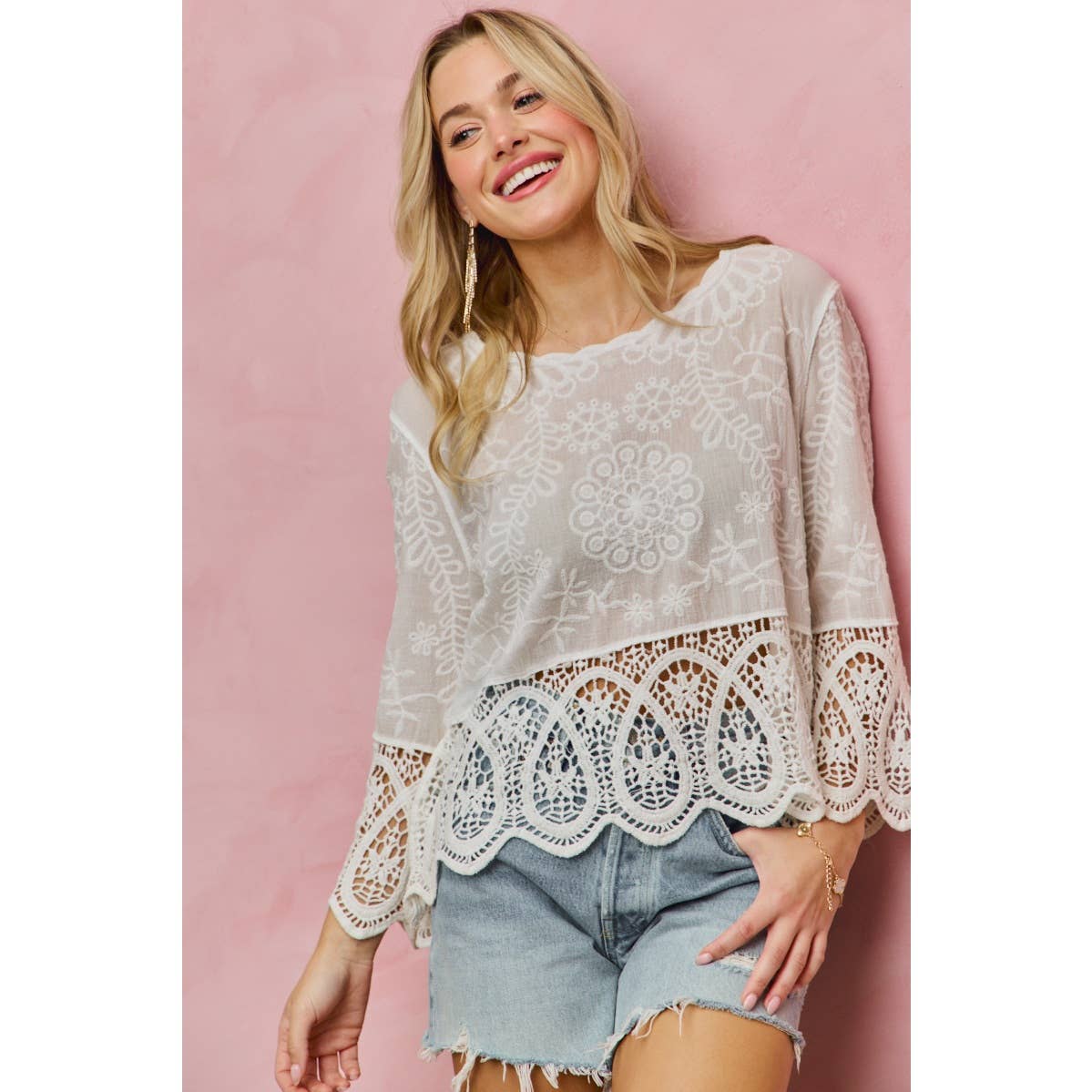 Embroidered Crotchet Boho Top