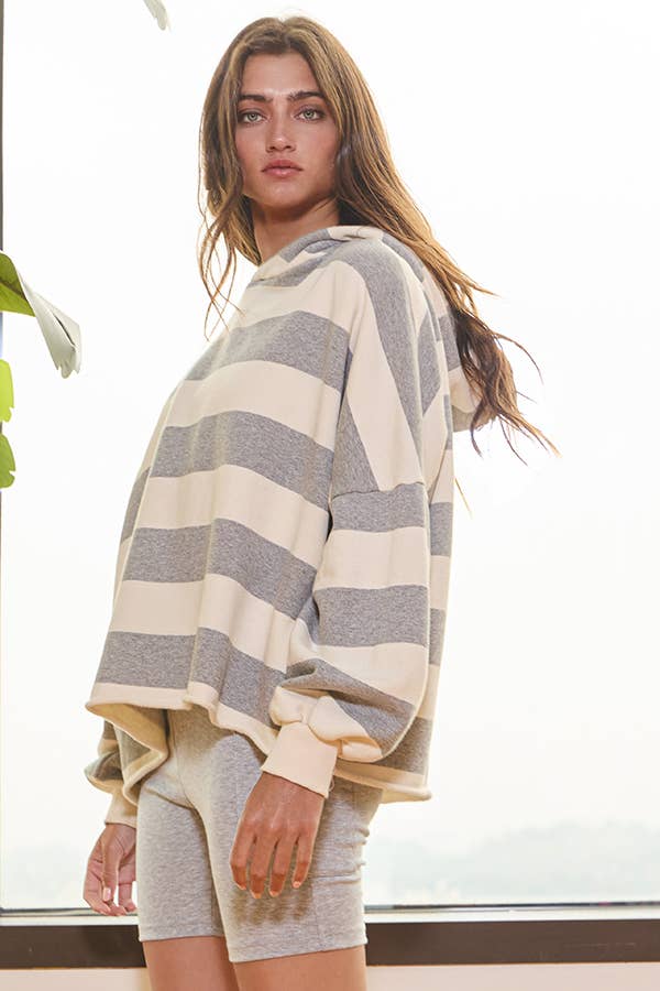 Striped Fleece Hoodie