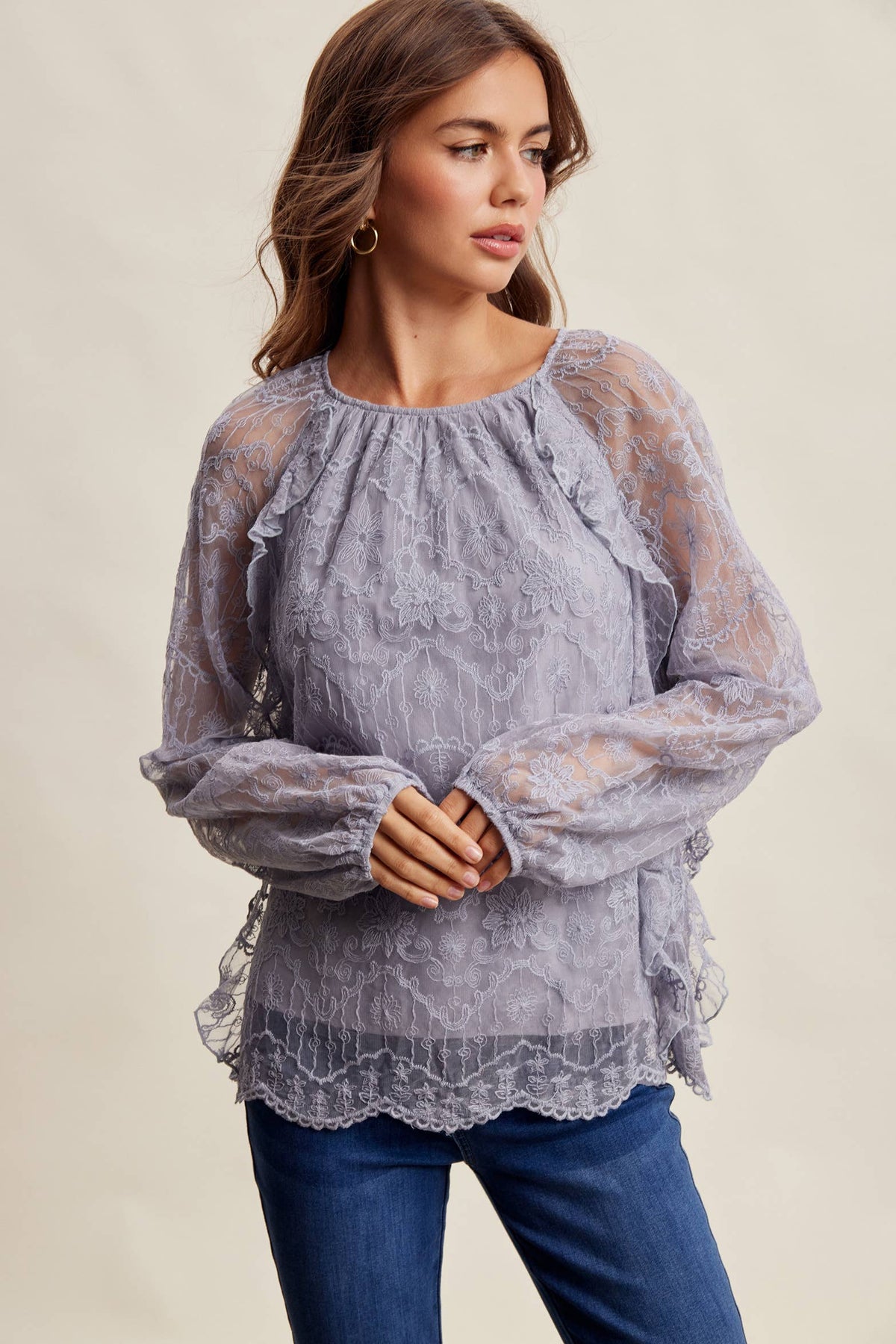 Bohemian Ruffled Lace Blouse
