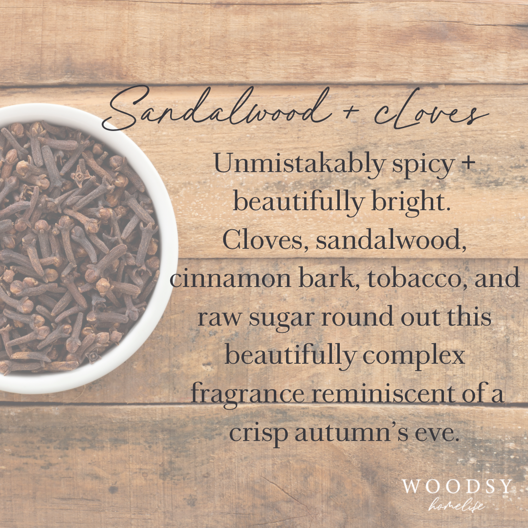 Sandalwood & Cloves-Solid Brass 14oz Pure Soy Candle
