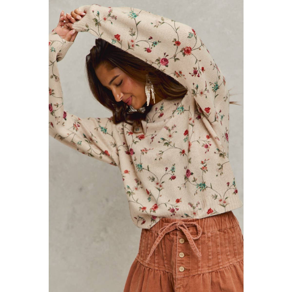 Blossoming Vine Knit Sweater