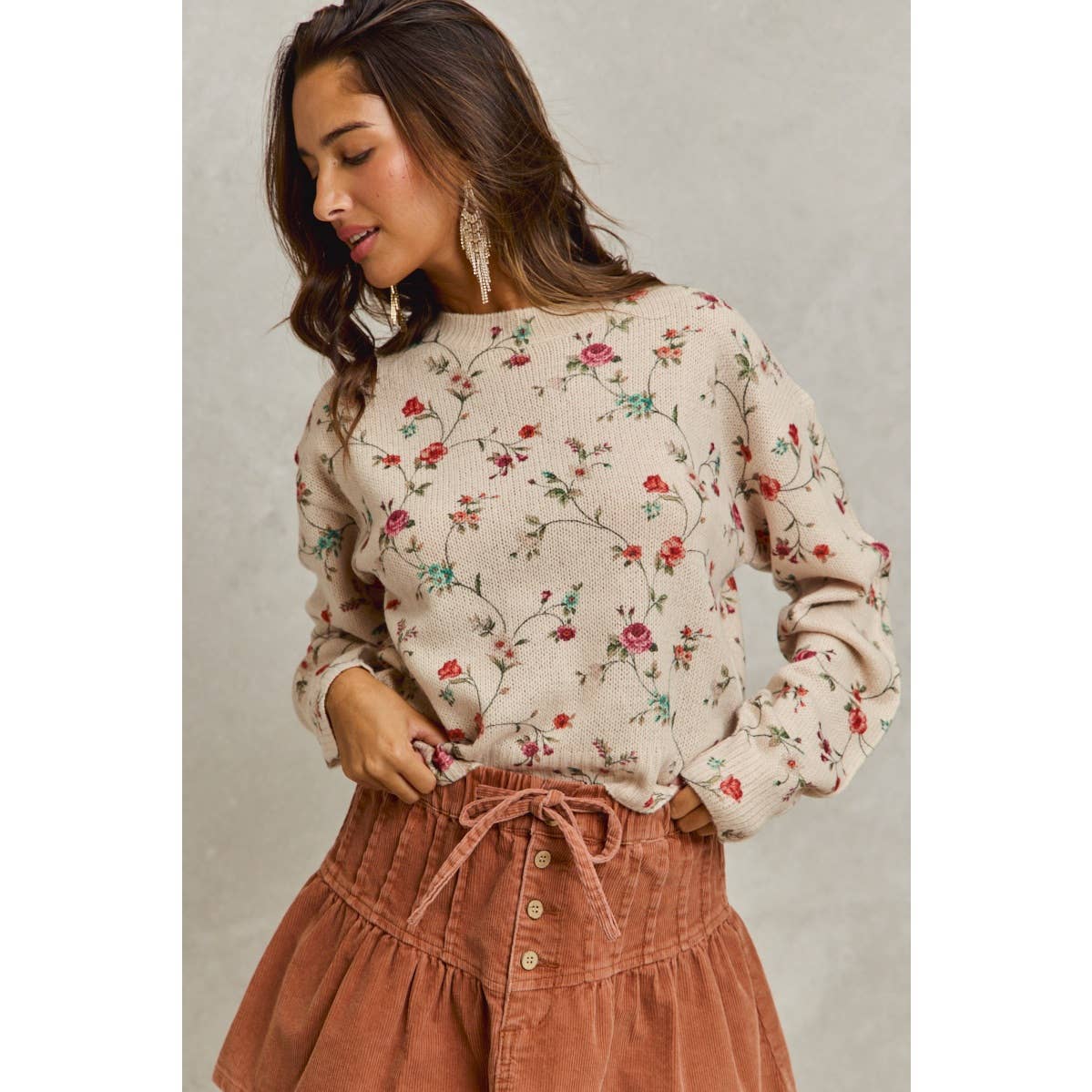 Blossoming Vine Knit Sweater