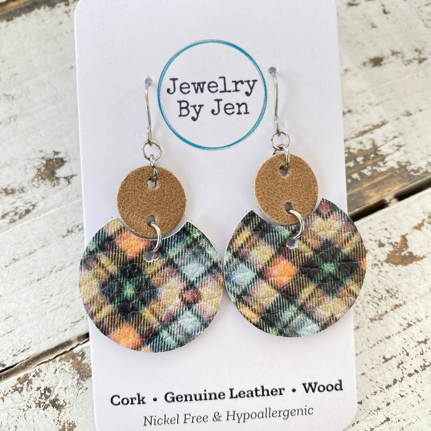 Luna Earrings (Medium): Tartan Plaid