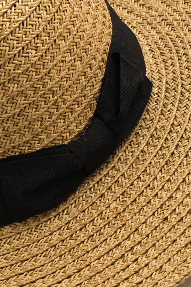 Bow Tie Straw Weave Floppy Sun Hat