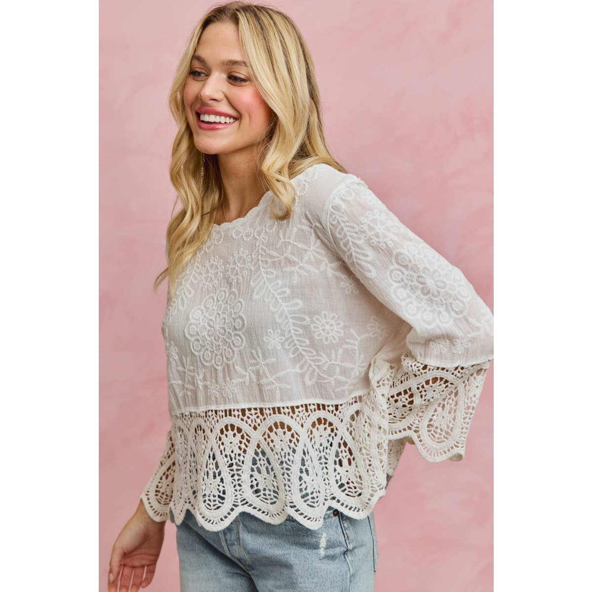 Embroidered Crotchet Boho Top
