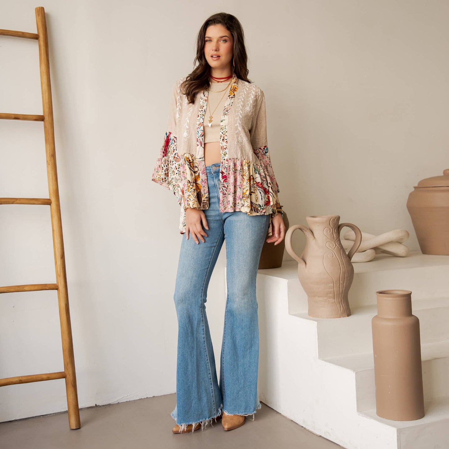 Boho Floral Embroidered Cardigan