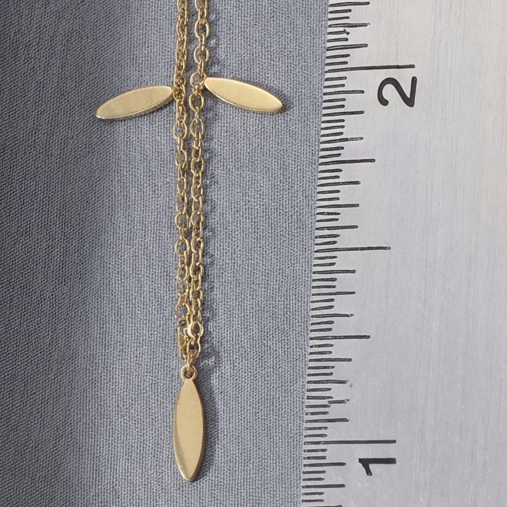 Stainless Steel Leaf Charms Station Necklace