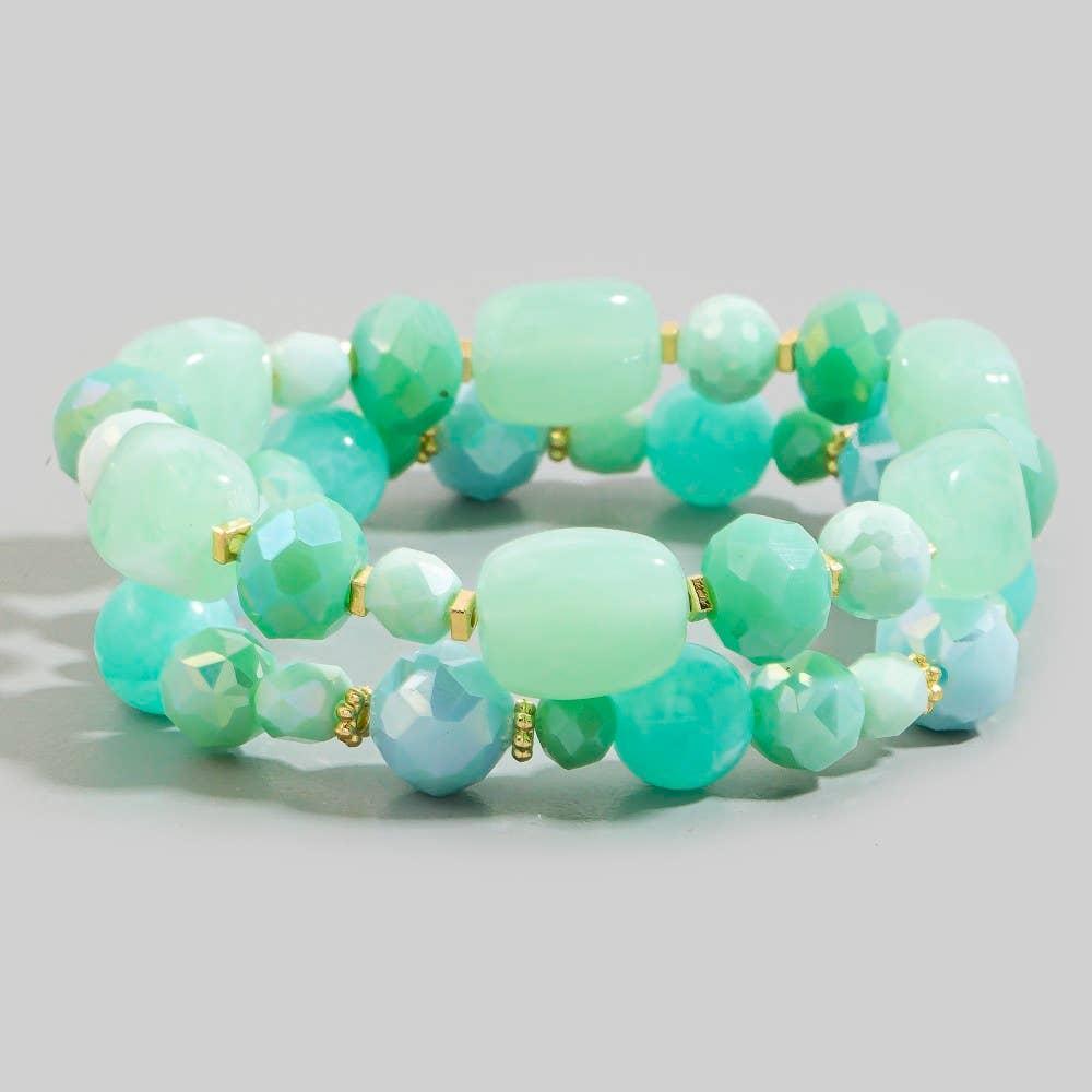Crystal Bead Stretch Bracelet Set