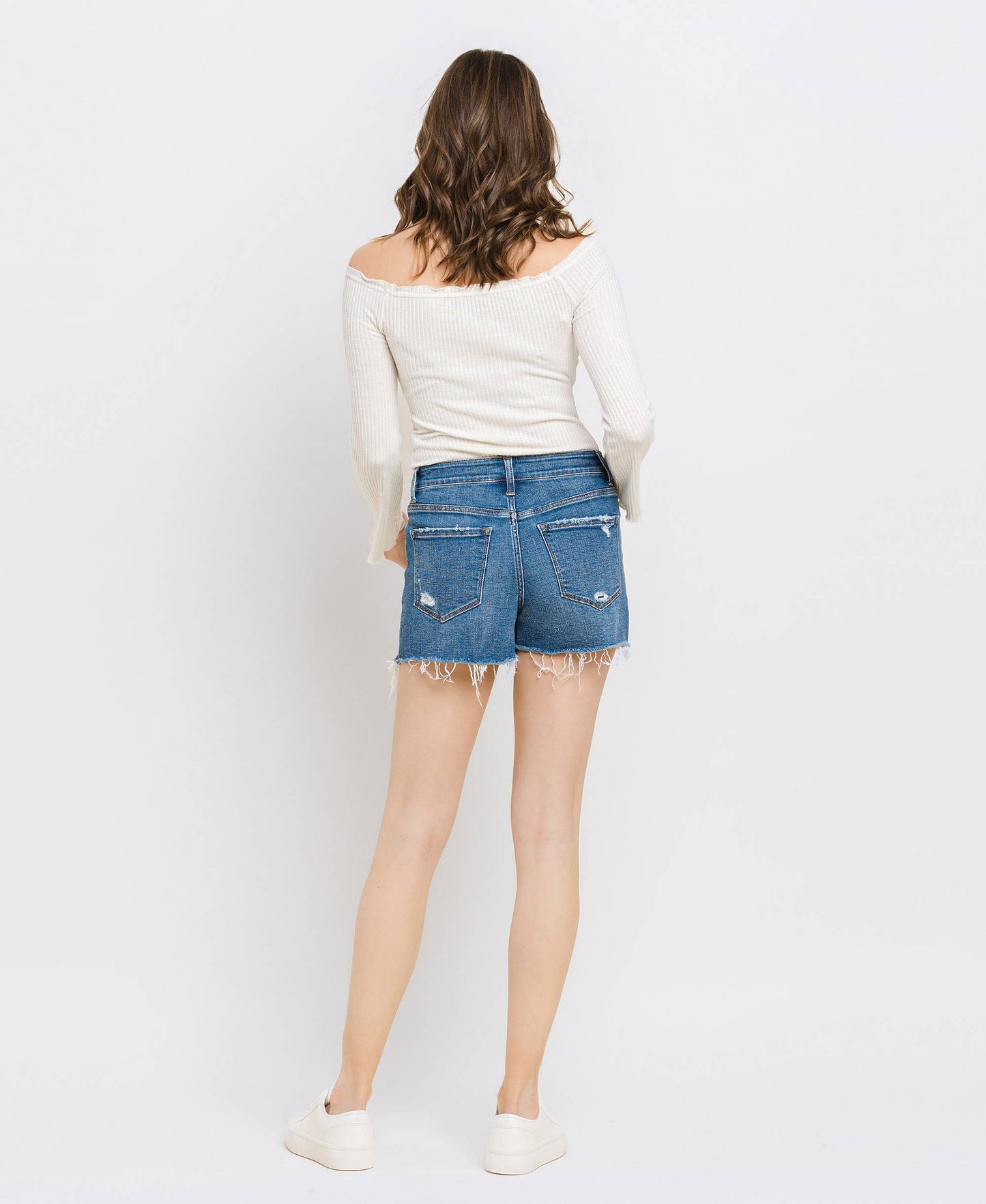 High Rise Distressed Shorts