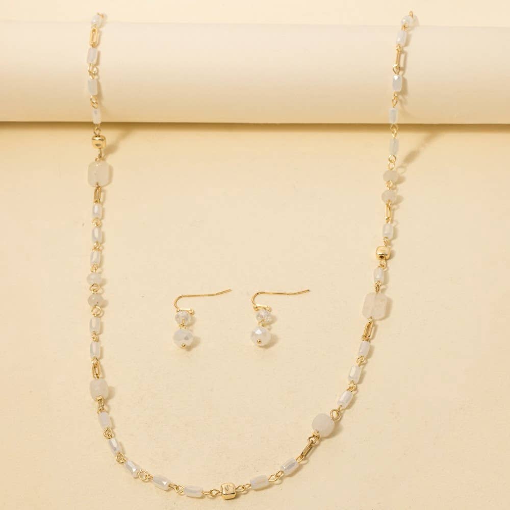 Mixed Beaded Long Chain Necklace Set