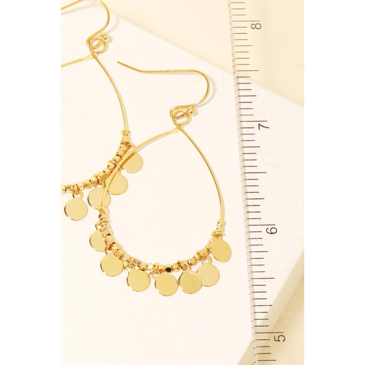 Coin Fringe Tear Drop Earrings