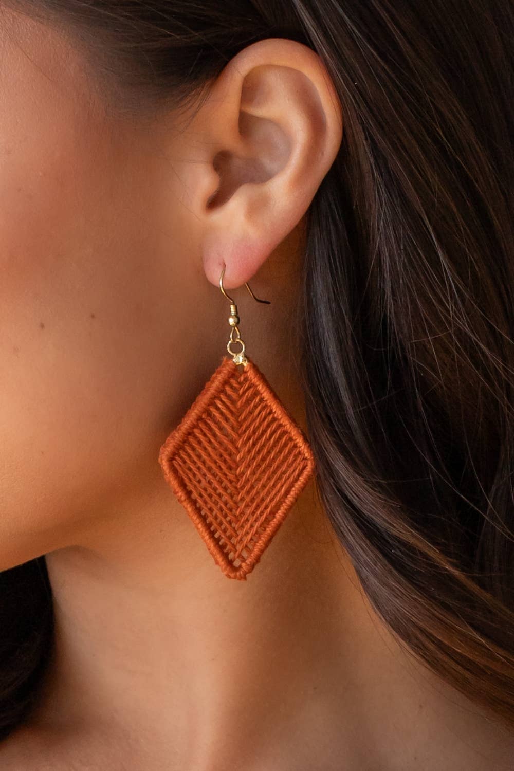 Rust Diamond Crochet Earrings