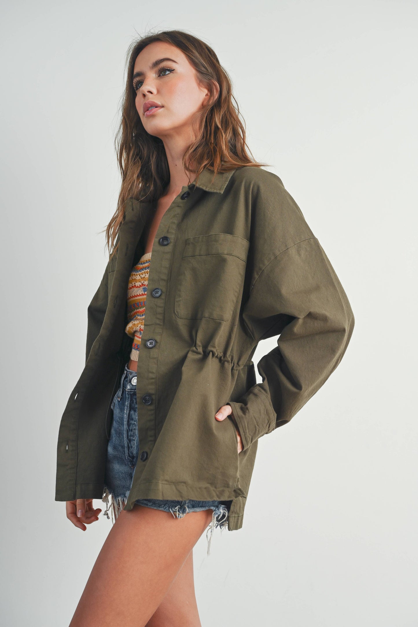 Fall Adjustable Waist Cotton Jacket