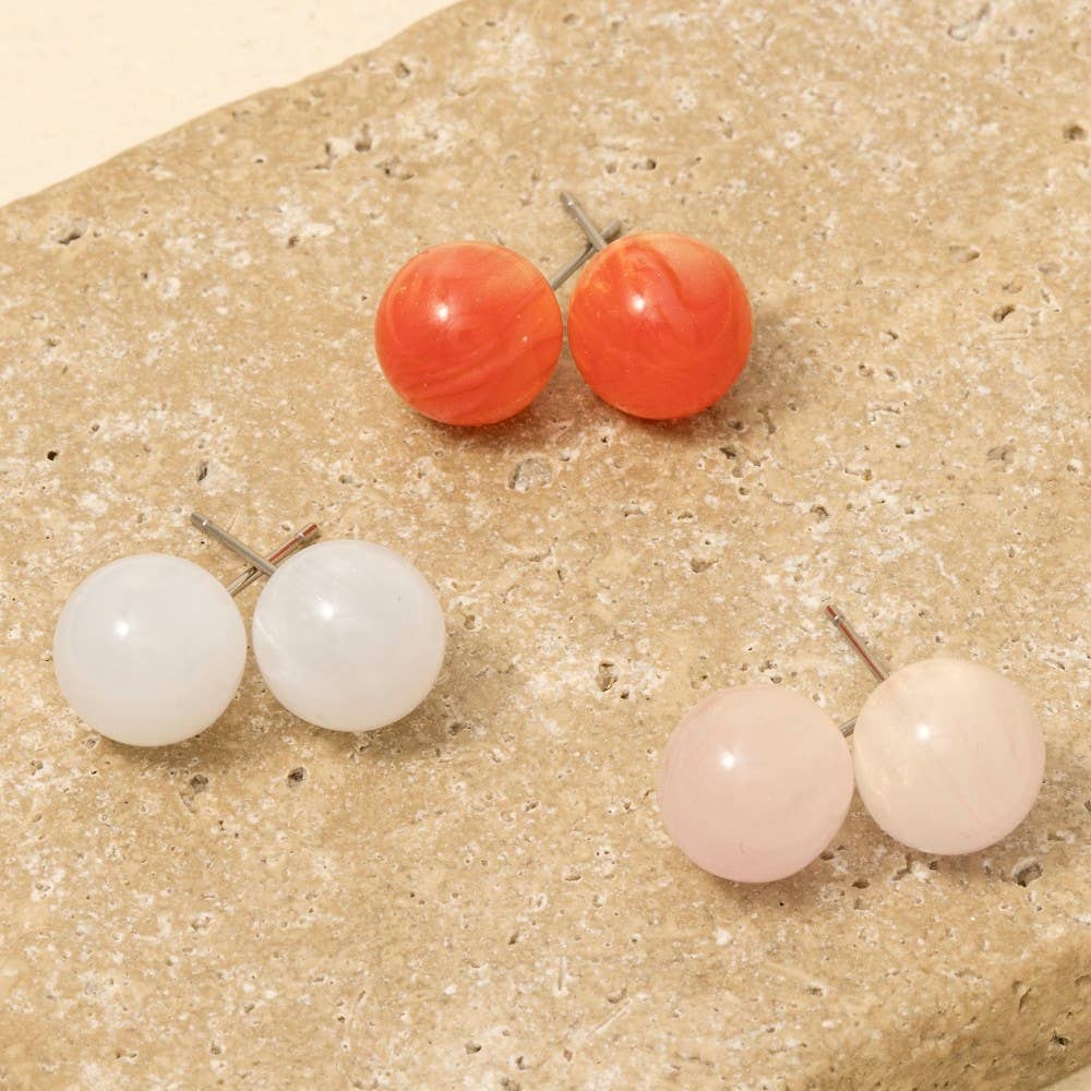 3 Pair Acrylic Ball Stud Earrings
