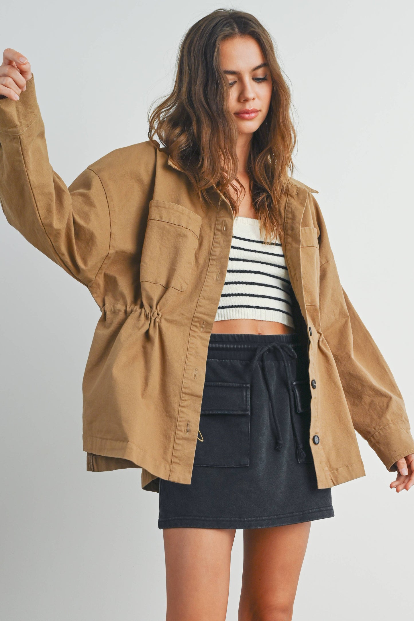 Fall Adjustable Waist Cotton Jacket