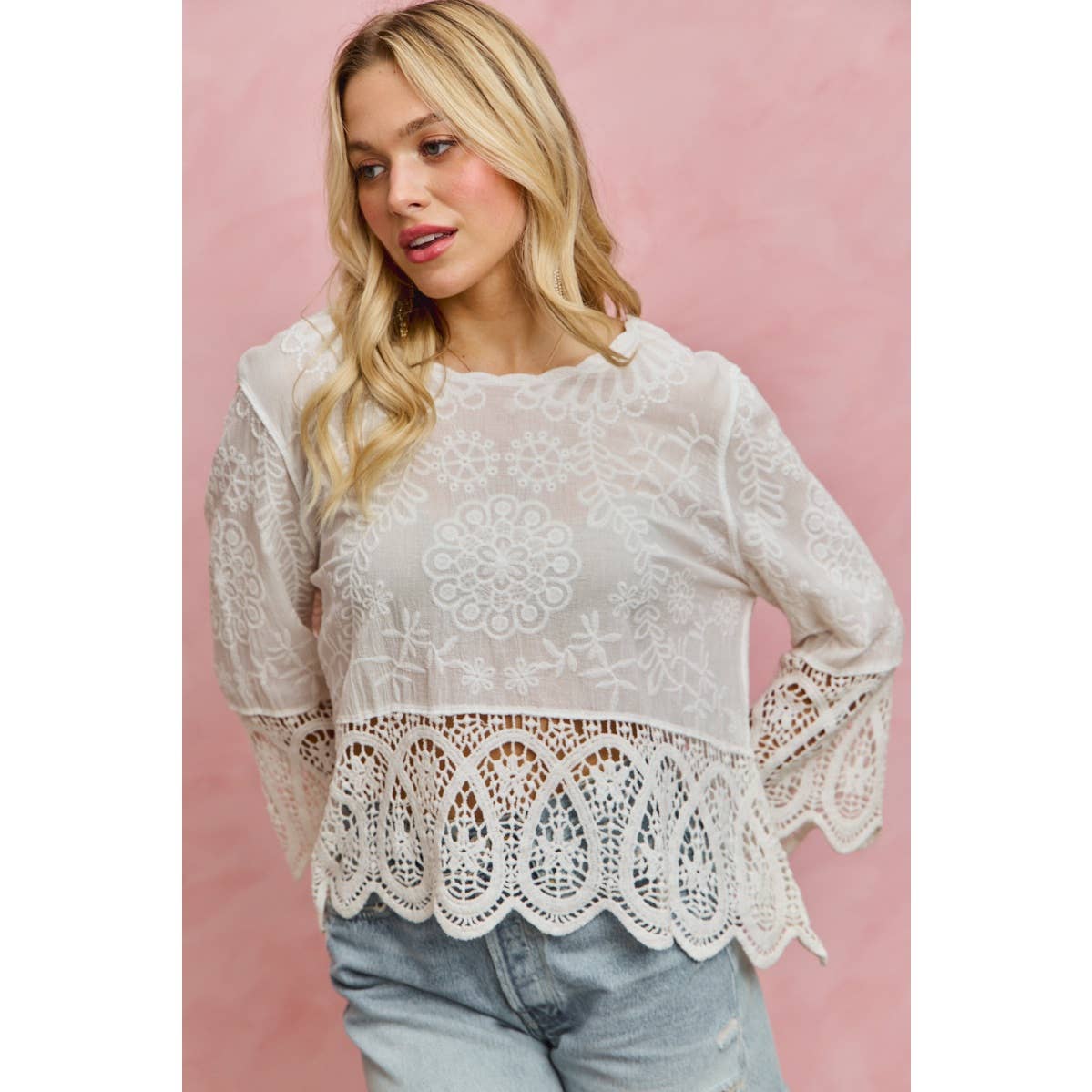 Embroidered Crotchet Boho Top