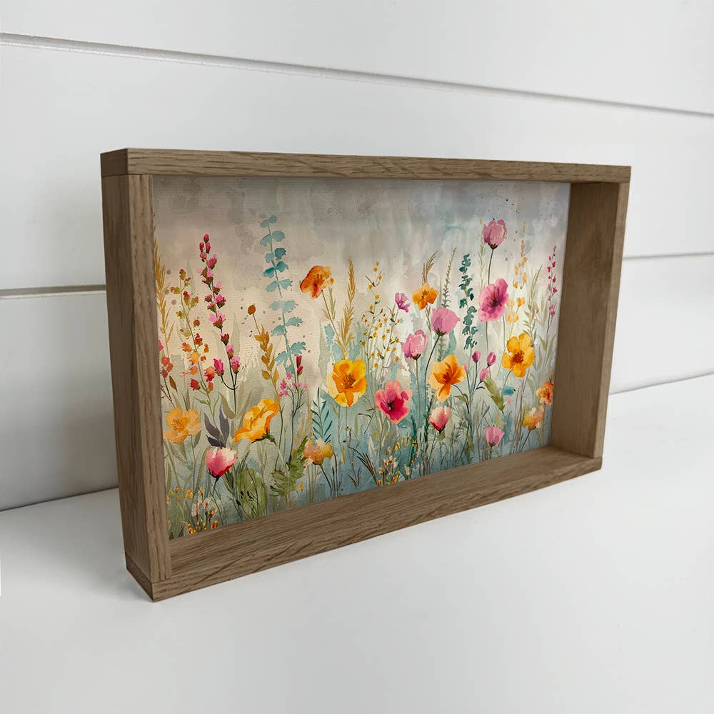 Colorful Wildflowers Wood Framed Art