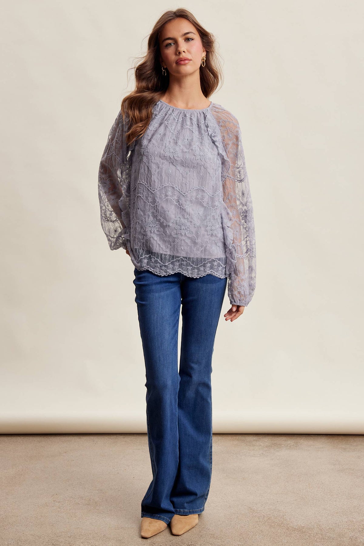 Bohemian Ruffled Lace Blouse