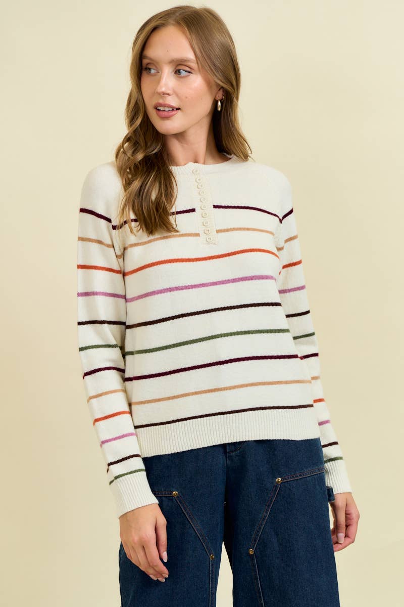 Striped Button Down Sweater