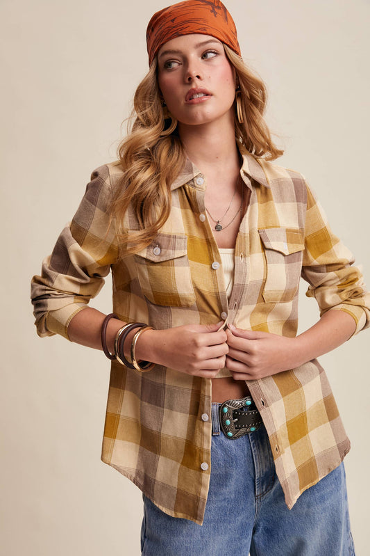 Western Plaid Button-Down Shirt