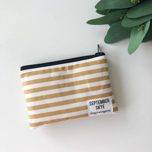 Mini coin purse in mustard stripes