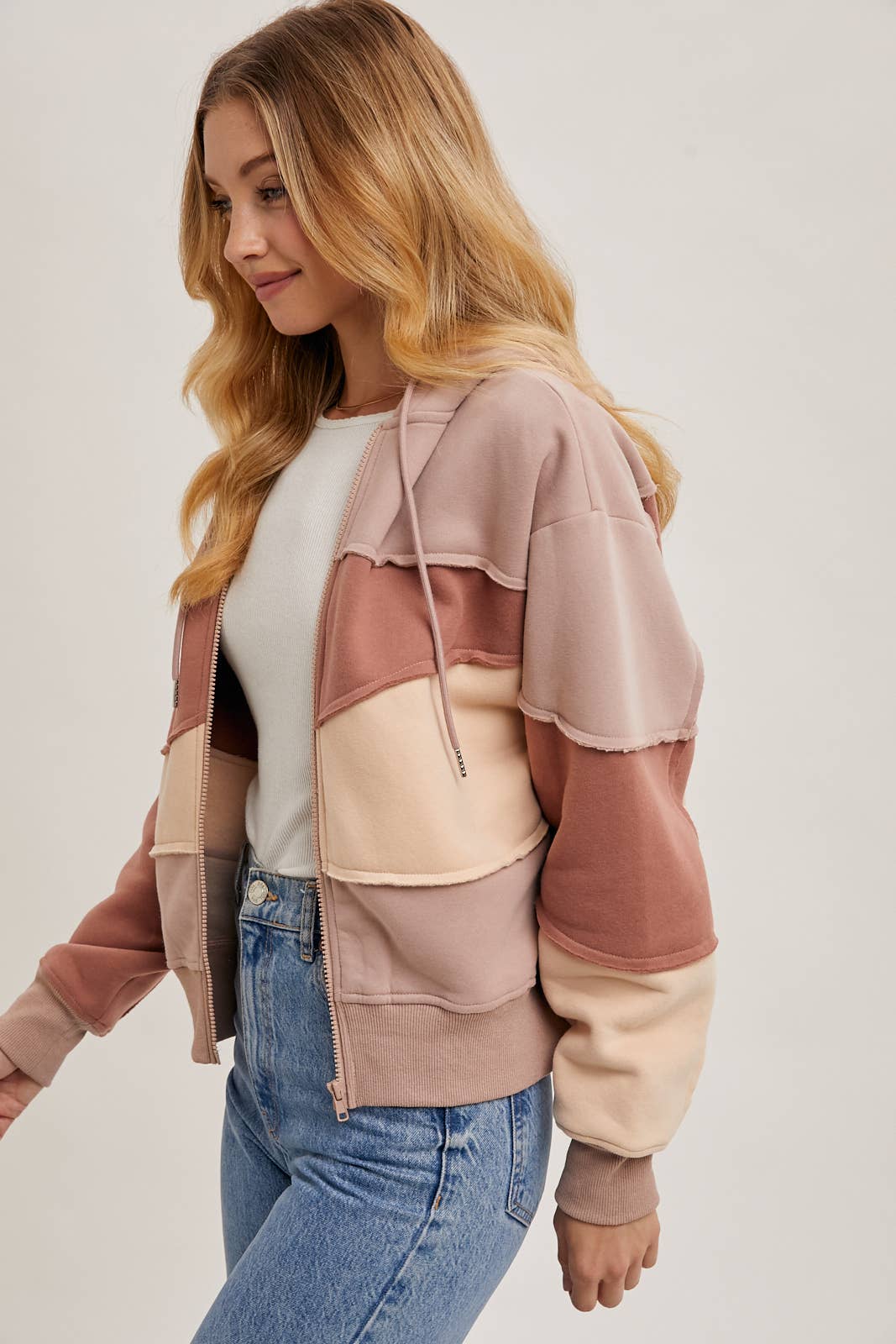 Patchwork Zipper Hoodie Jacket