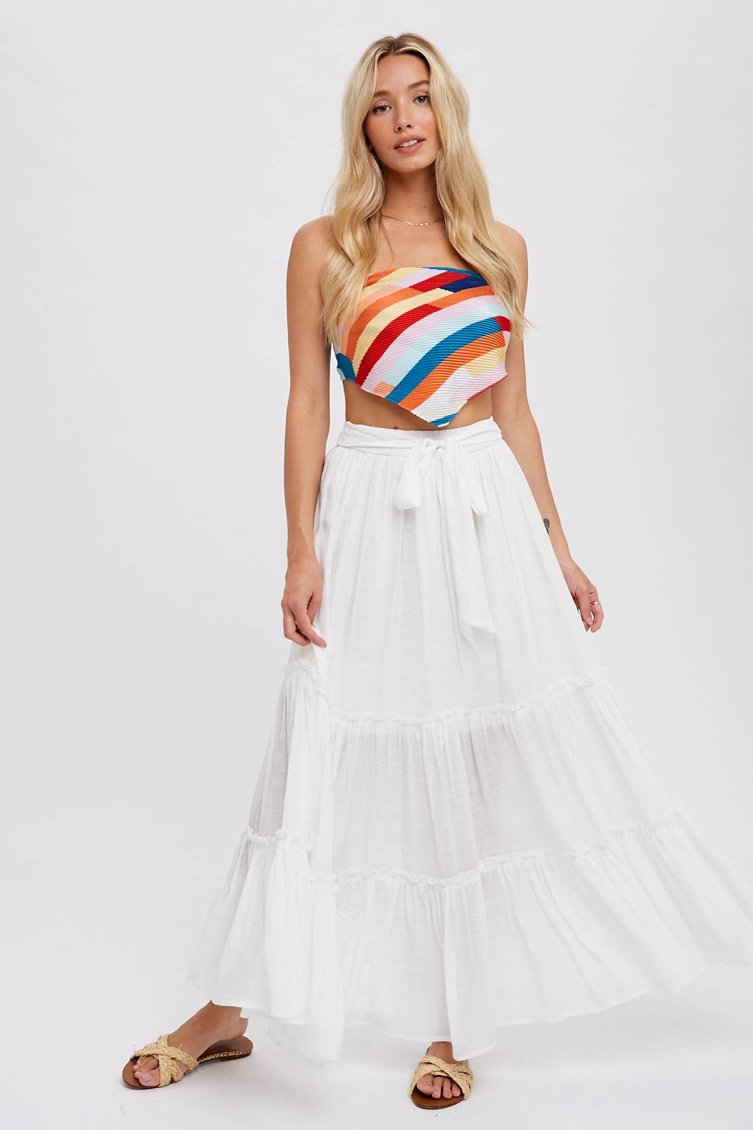 Tiered Ruffle Flowy Maxi Skirt