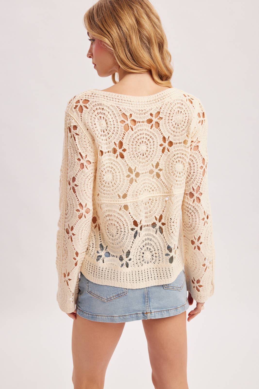 Floral Crochet Long Sleeved Blouse