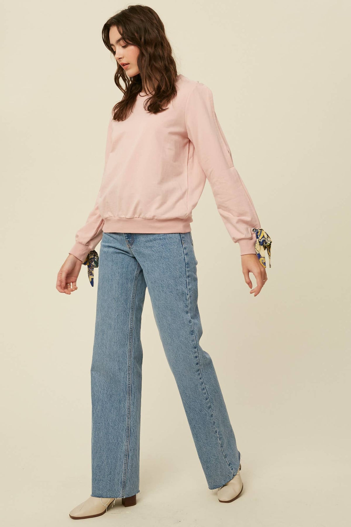 COMING SOON - Scarf Tie Sleeve Sweatshirt