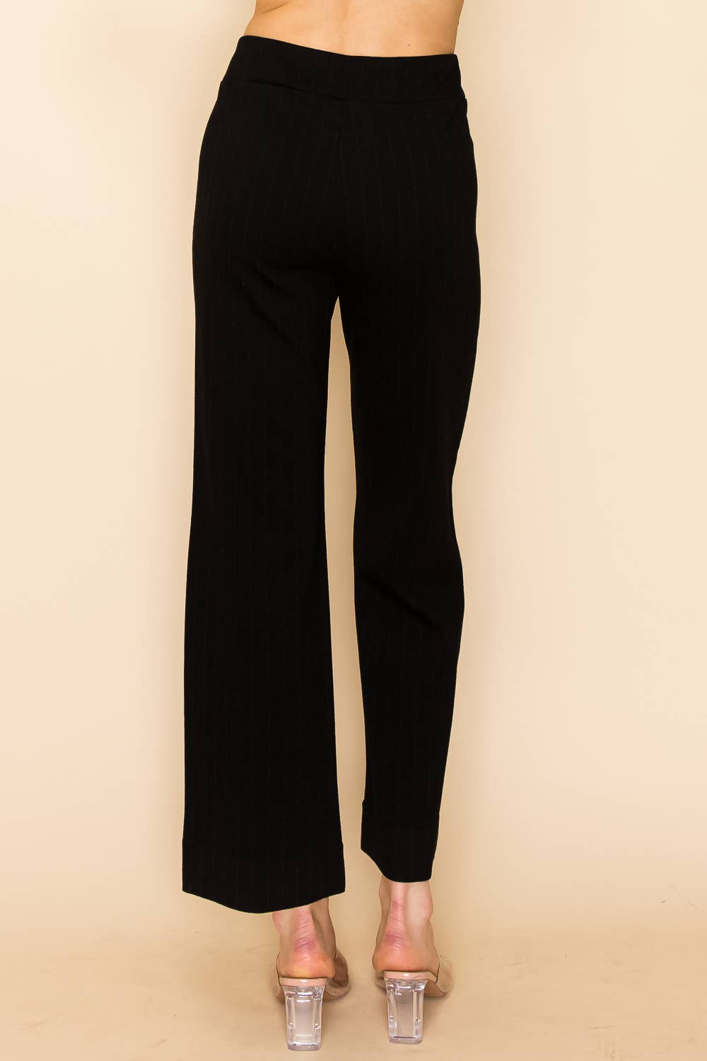 Black Casual Elastic Waist Pants