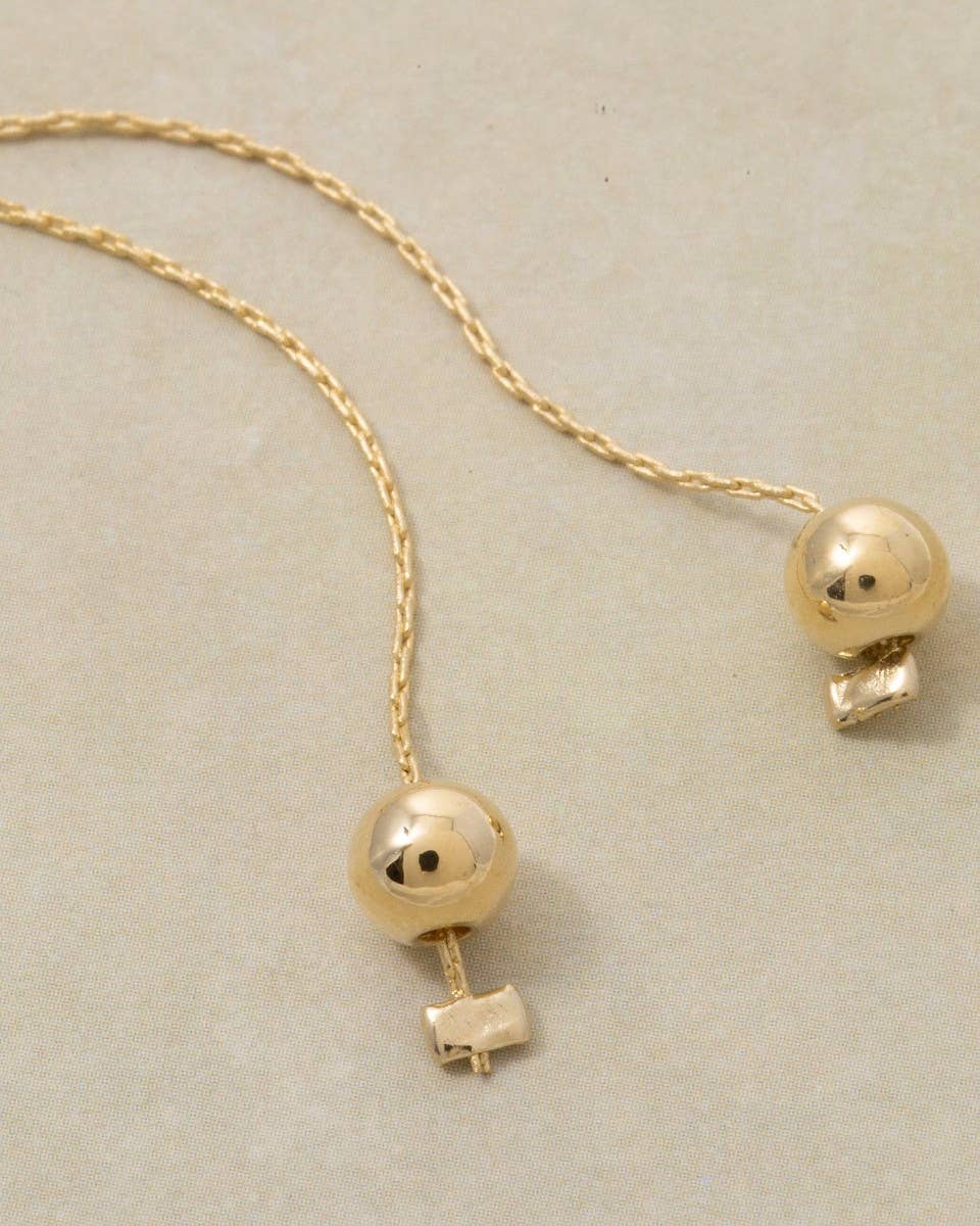 Chain Link Ball Bead Lariat Necklace