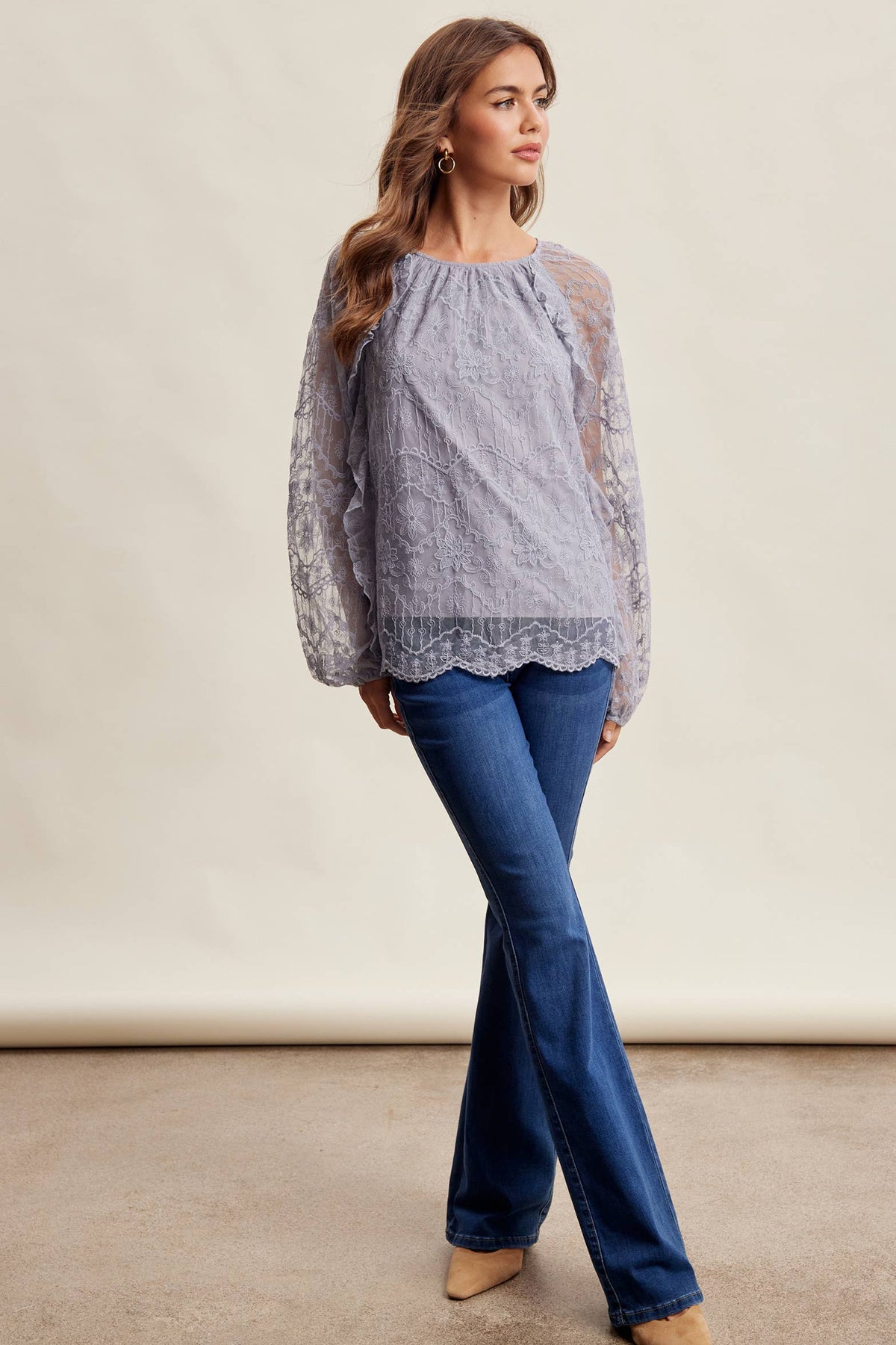Bohemian Ruffled Lace Blouse