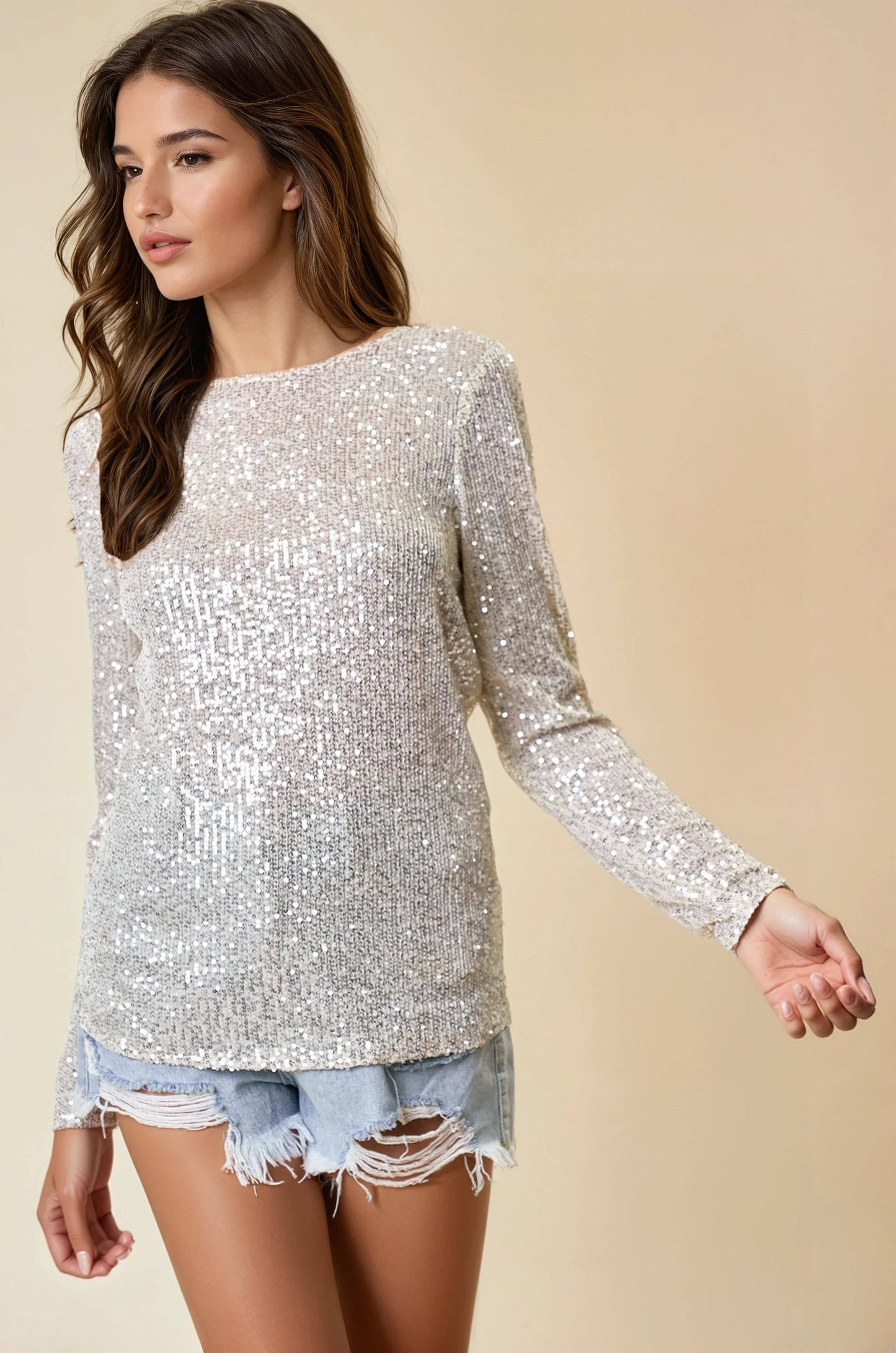 Sequin Long Sleeve Top