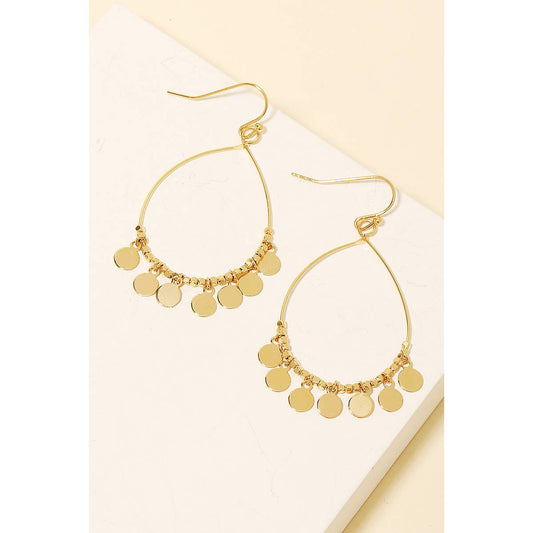 Coin Fringe Tear Drop Earrings