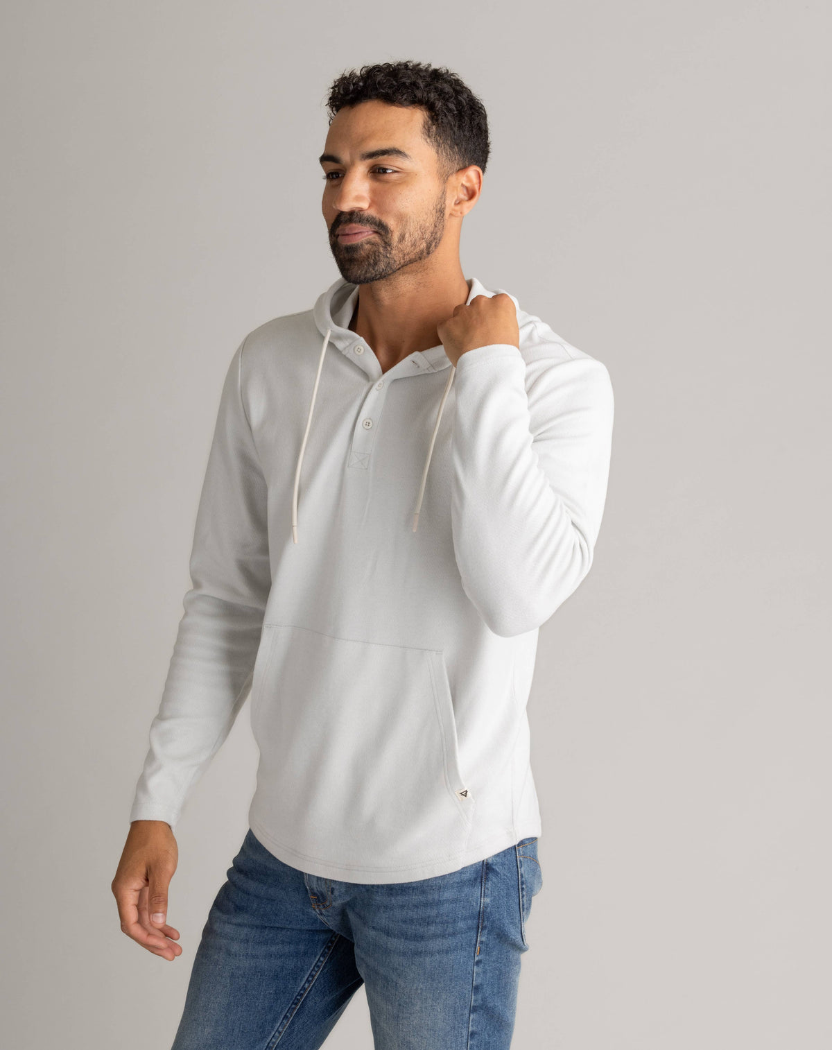 Men's Lichen Stretch Flannel Hooded Henley