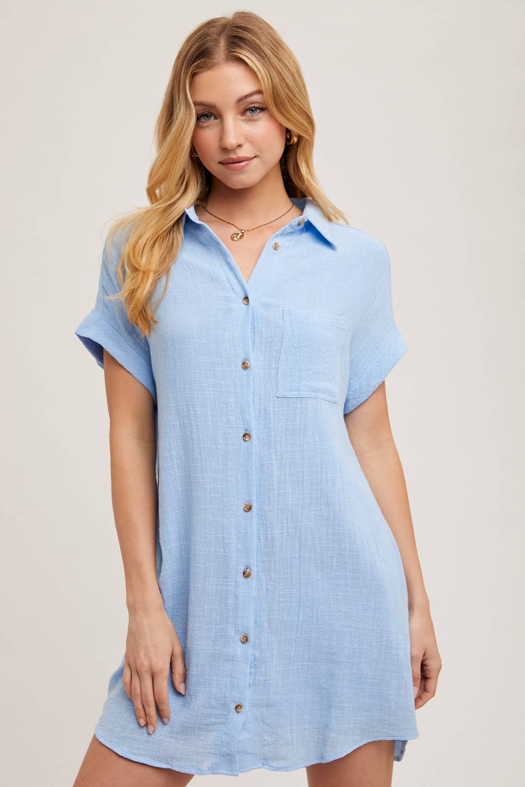 Button Up Shirt Dress w/ Pockets