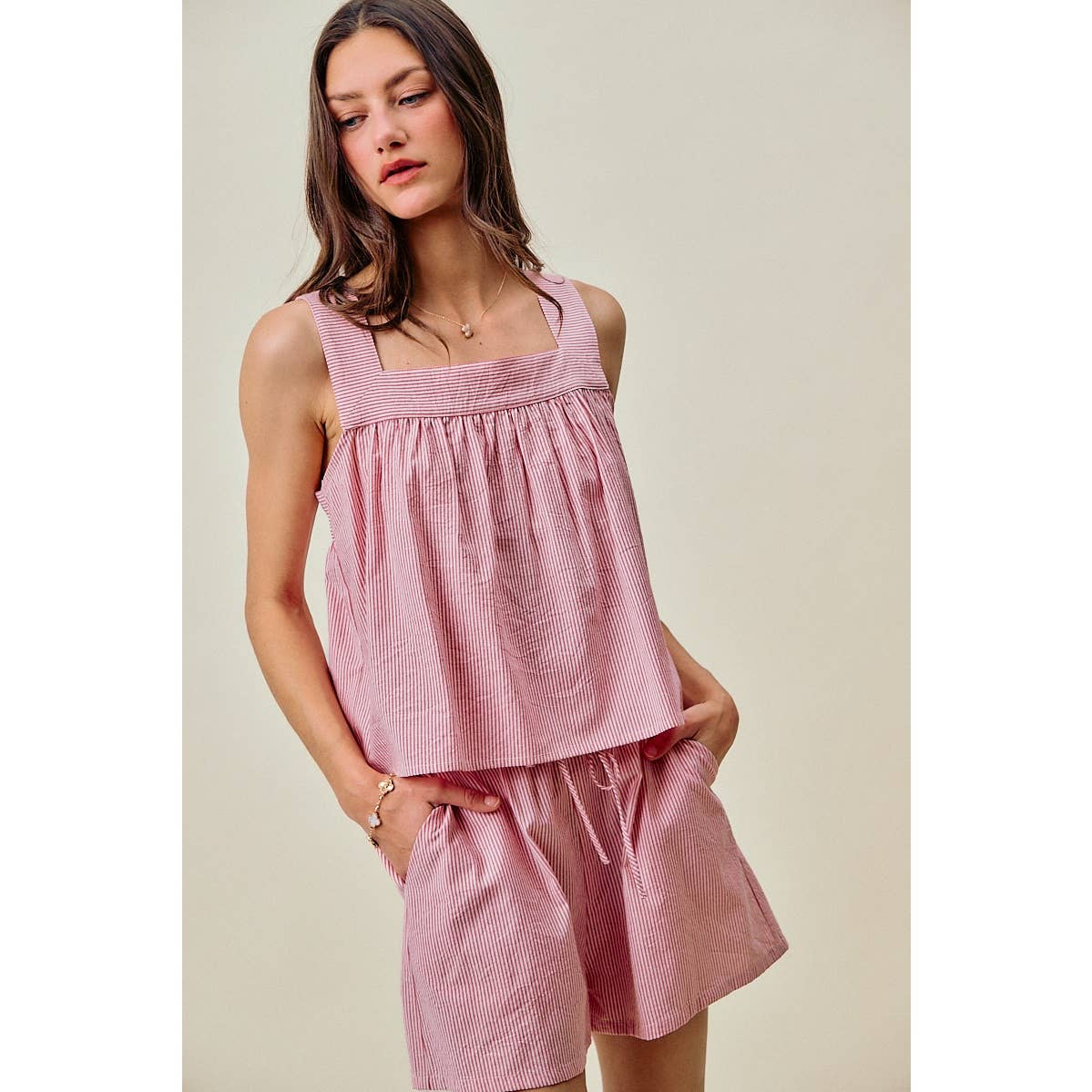 Stripe Tank with Tie Back