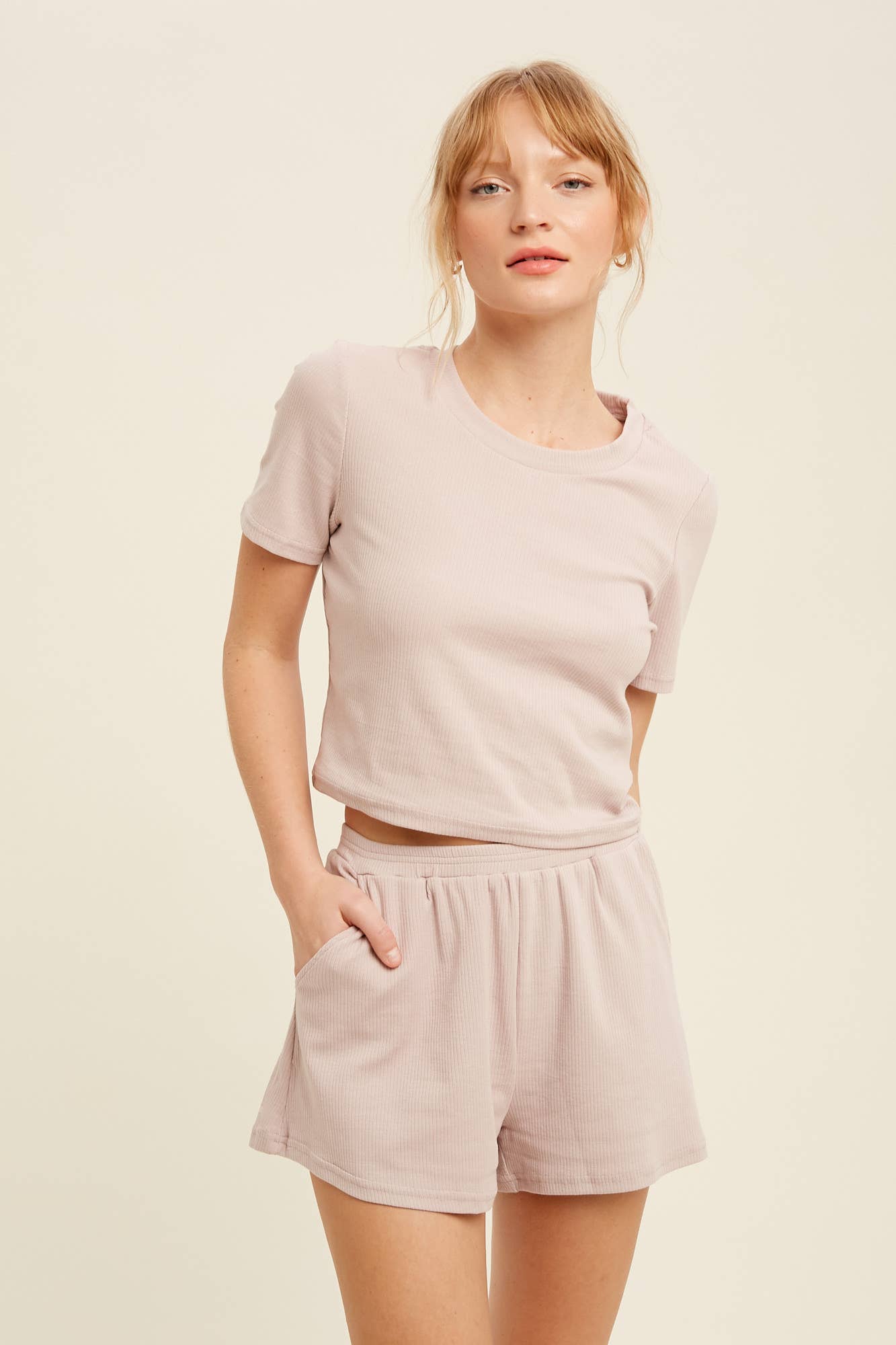 Ribbed T-Shirt and Shorts Lounge Set