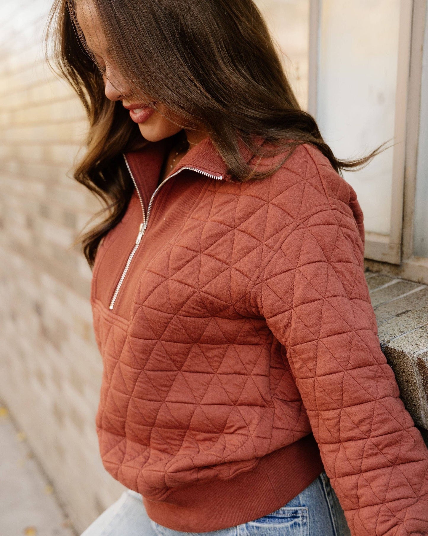 Quilted Pullover Sweatshirt