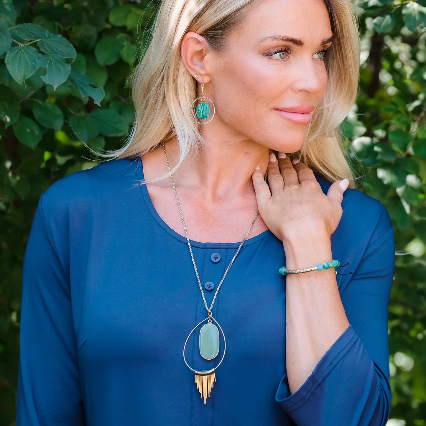 Sale -Valerie Green Aventurine Teardrop 27" Pendant Necklace