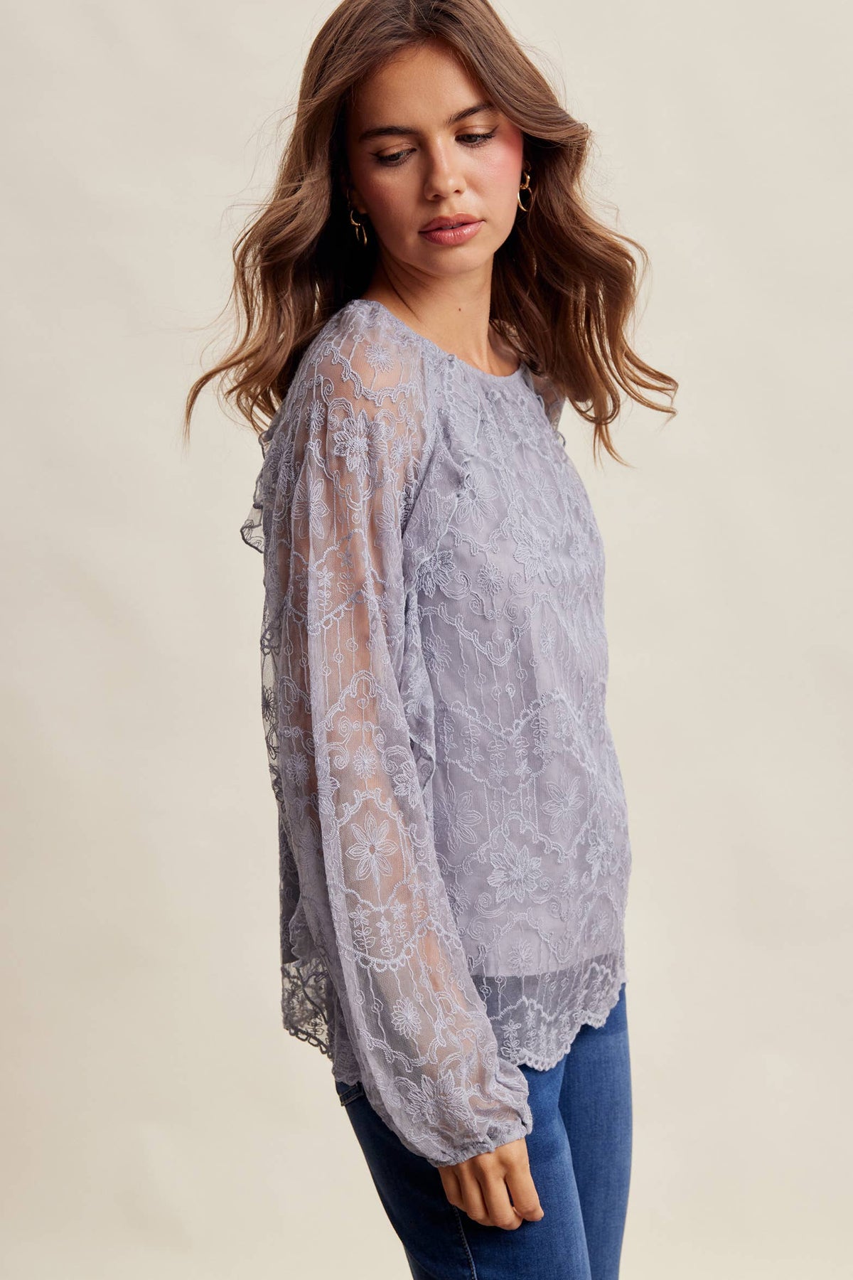 Bohemian Ruffled Lace Blouse