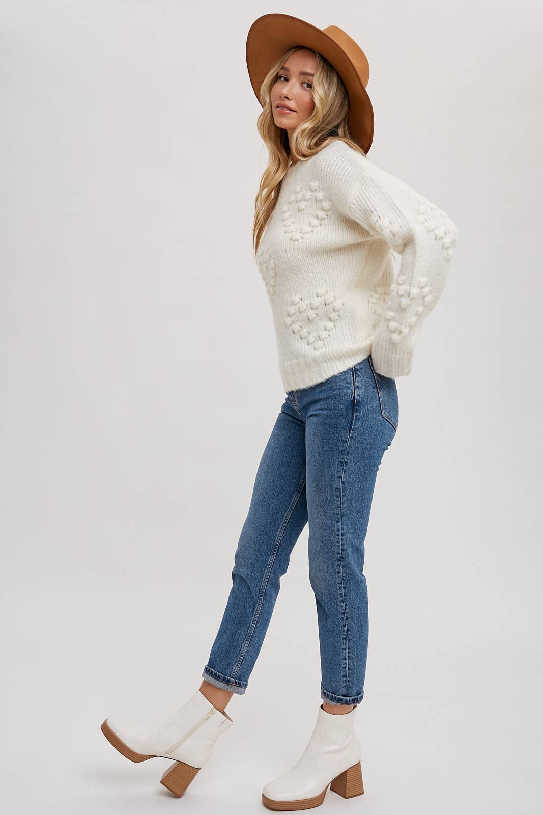 Heart Pom Pom Sweater