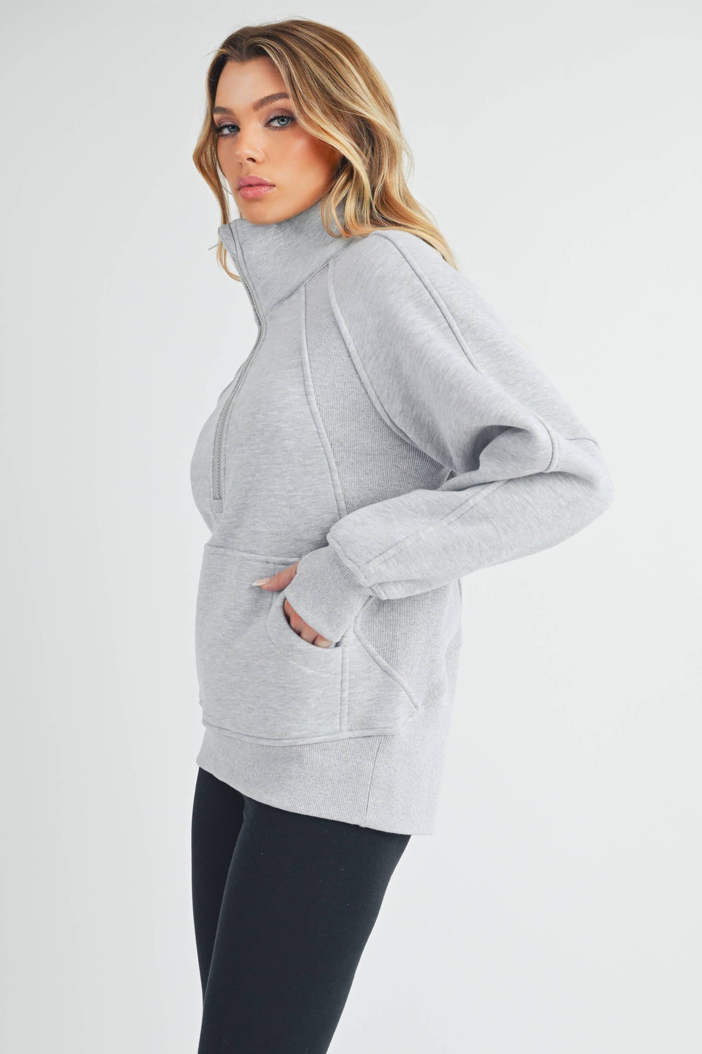 Long Dove Funnel Neck Half Zip