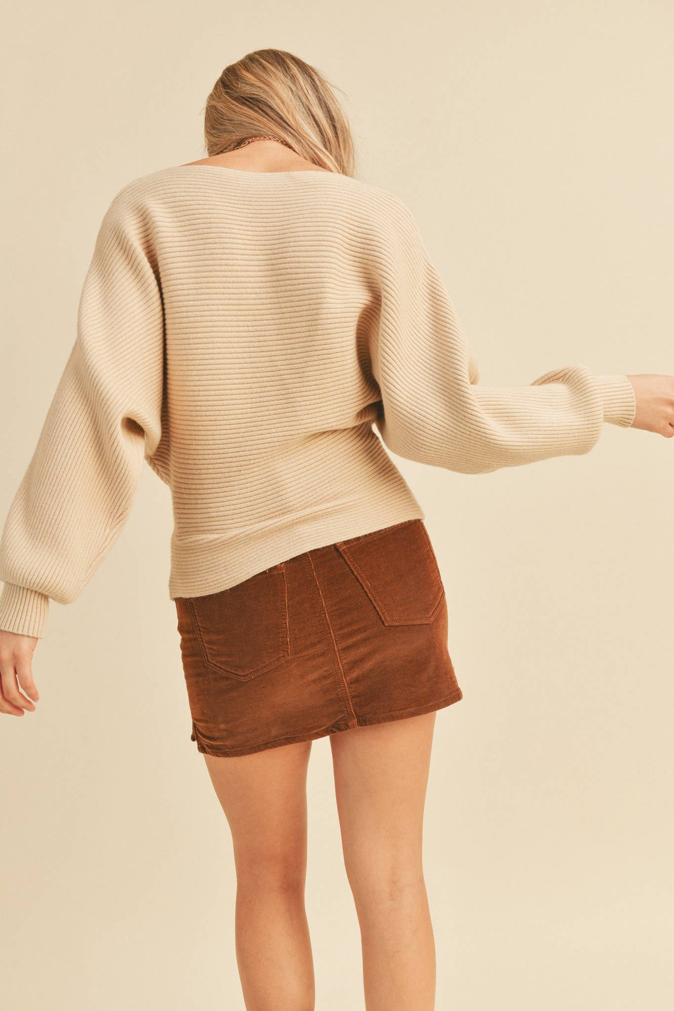 Ribbed Dolman Sleeve Sweater