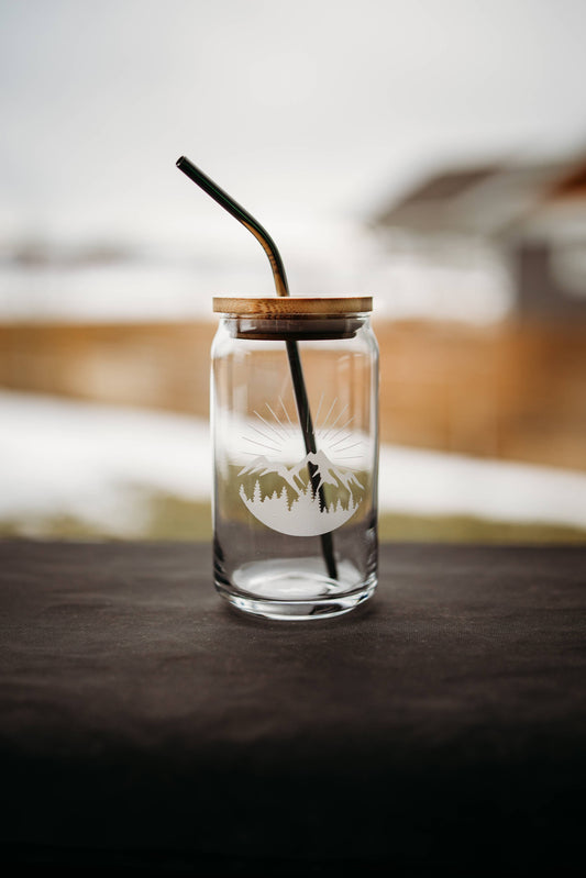 Mountain Etched Glass, 16oz