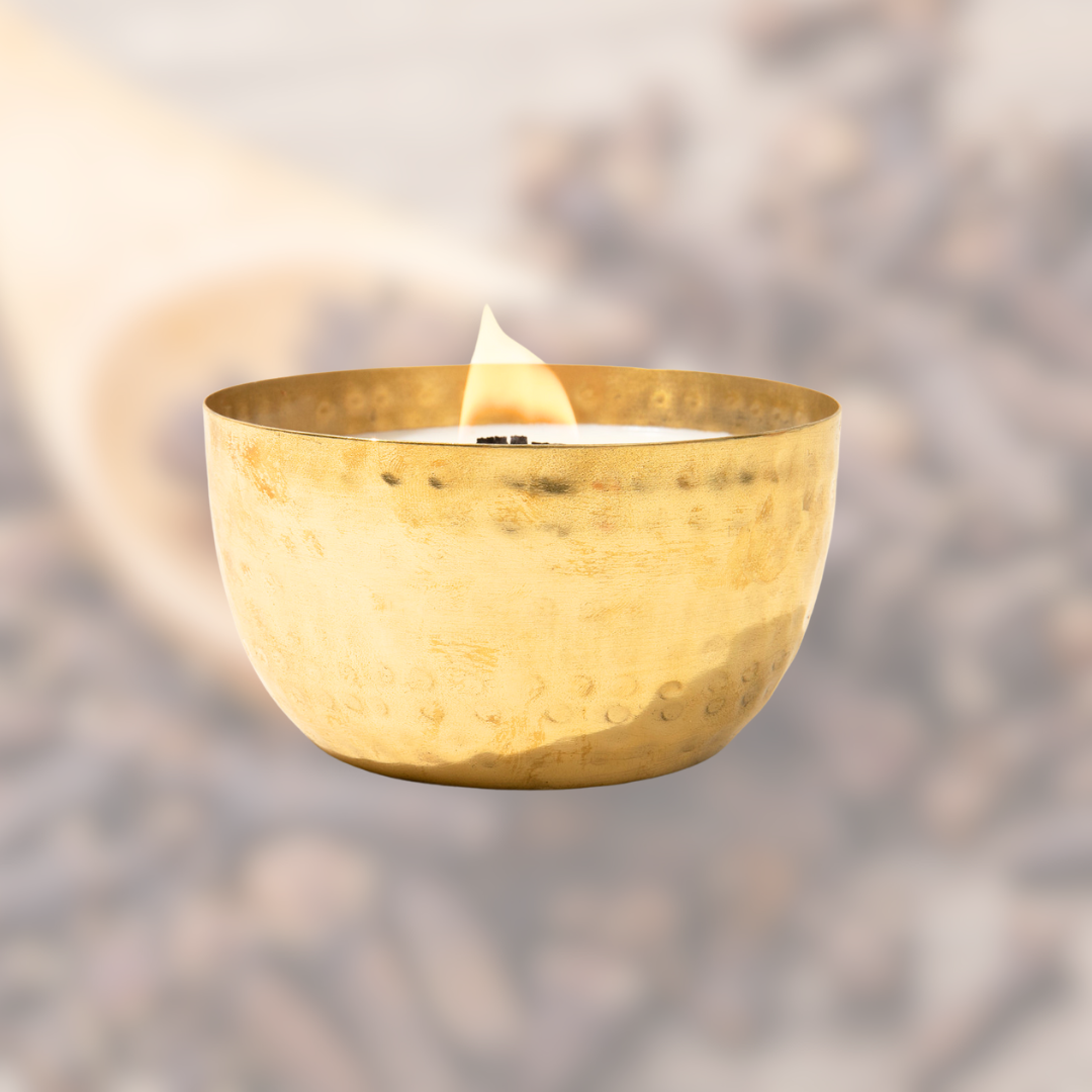 Sandalwood & Cloves-Solid Brass 14oz Pure Soy Candle
