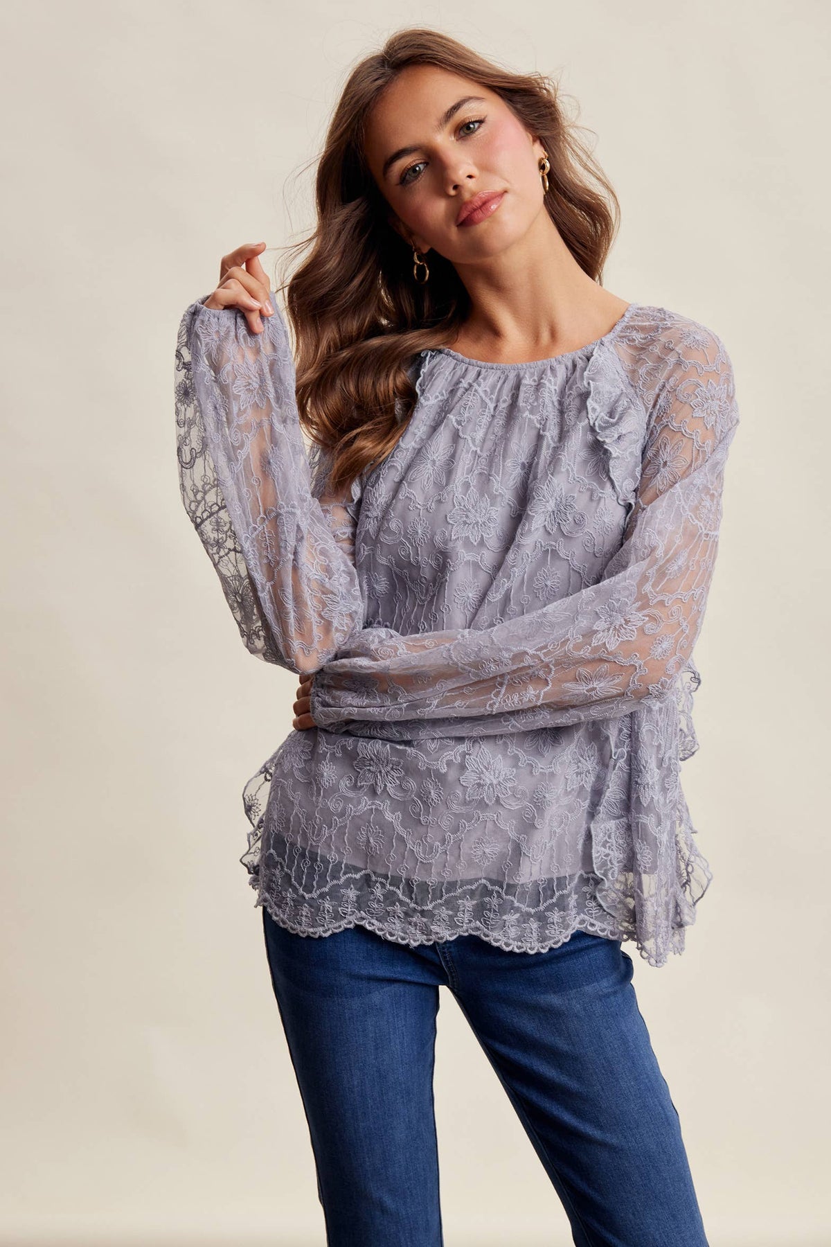 Bohemian Ruffled Lace Blouse