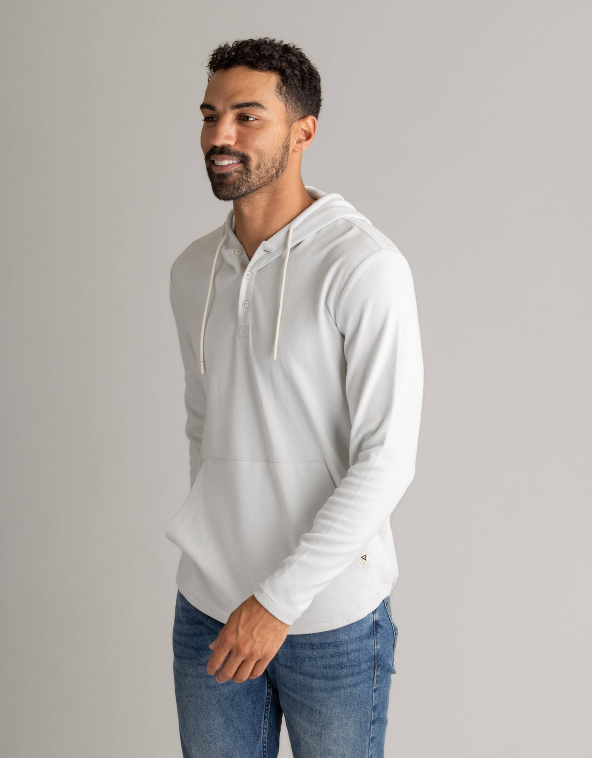 Men's Lichen Stretch Flannel Hooded Henley
